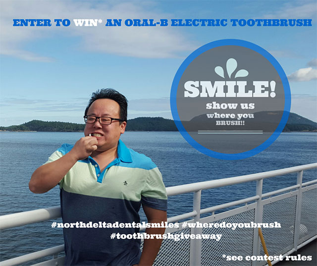 Dr Calvin Tham Brushing his Teeth on a BC Ferry